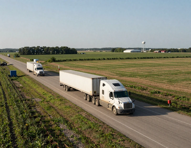 Freight traffic moving through Iowa on Interstate 80, a major corridor for truck driver dating connections