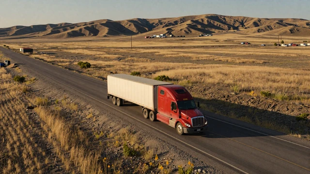 I-80 climbing into Wyoming west of the Nebraska border, shared corridor for trucker dating across both states