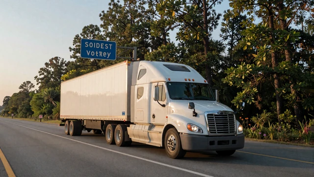 Semi truck entering Georgia from Florida, representing nearby Southeast matches for trucker dating