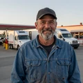Wes T., a 17-year OTR reefer driver running I-5 from Visalia, who found his partner on RoadHeart California